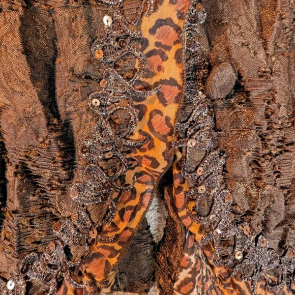 NWOT Ness Crinkled Stretch Lace Sequin Ruffle - Picture 9 of 11